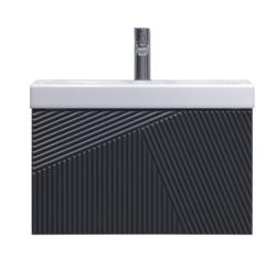 Тумба под раковину Velvex Edge 600-0-1, 596х393х343 мм подвесная, цвет графит, 1 выдвижной ящик, подходит раковина 9696-60, универсальная, в ванную комнату