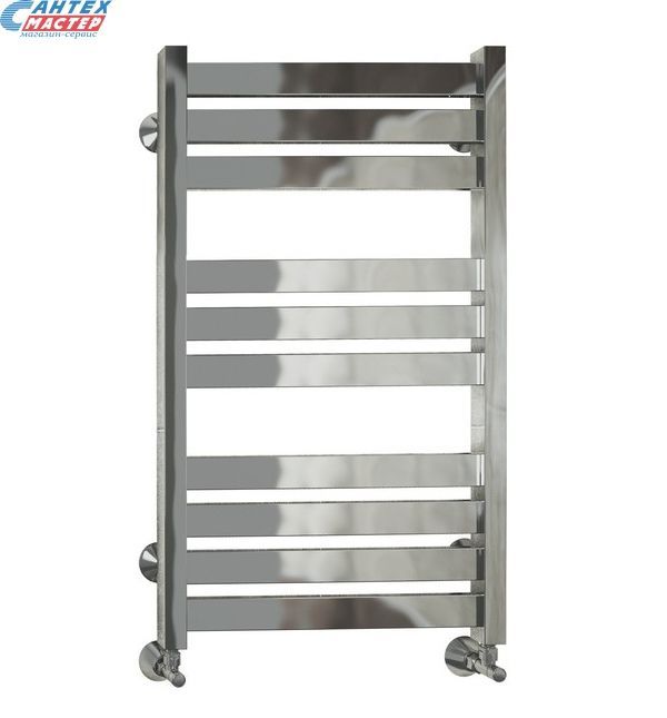 Полотенцесушитель 500x880 мм Terminus Латте П13 1/2" дюйма. водяной, нижнее подключение, из нержавеющей стали, форма лесенка, настенный, цвет хром, для ванны, вертикальный, к стояку горячей воды, отопления, межосевое расстояние