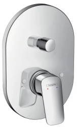 Смеситель для ванны Hansgrohe Logis скрытого монтажа, настенный/встраиваемый, однорычажный, овальный, латунный, без излива, керамический, цвет хром, без душевого шланга/лейки, со скрытой частью
