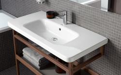 Раковина DURAVIT ME by Starck WonderGliss 123х49х18 см, подвесная, прямоугольная, санфарфор, цвет белый, с 1 отверстием под смеситель по центру, антигрязевое покрытие, слив/перелив