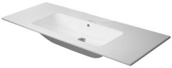 Раковина DURAVIT ME by Starck, WonderGliss 123х49х18 см, подвесная, прямоугольная, со столешницей, санфарфор, цвет белый шелковисто-матовый, без отверстия под смеситель, антигрязевое покрытие, слив/перелив