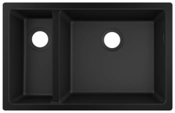 Мойка кухонная Hansgrohe 180/450, S51, S510-U635, две чаши 71х45х20,5 см, встраиваемая снизу/под столешницу, искусственный гранит, прямоугольная, цвет черный графит, без отверстия под смеситель