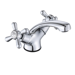 Смеситель для раковины/умывальника VIEIR двухвентильный, неповоротный, длина излива 100 мм, латунь, цвет хром