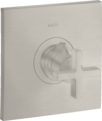 Смеситель для душа Axor Citterio HighFlow, термостатический, с крестообразной рукояткой, скрытого монтажа, настенный, без излива/шланга/лейки, квадратный, латунный, цвет под сталь, с термостатом, встроенный/встраиваемый/термостатный Смеситель для душа Axor Citterio HighFlow, термостатический, с крестообразной рукояткой, скрытого монтажа, настенный, без излива/шланга/лейки, квадратный, латунный, цвет под сталь, с термостатом, встроенный/встраиваемый/термостатный