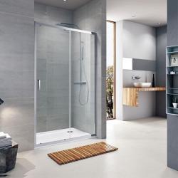 Душевая дверь 2-секционная Koller Pool TREND 120x190 см, стекло прозрачное, профиль хром, левое/правое, плоская/в нишу, дверь раздвижная
