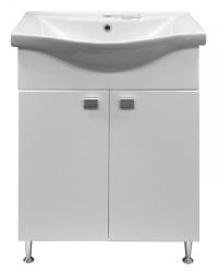Тумба с раковиной Loranto София 60, 60х46х82 см, напольная, 2 распашные дверцы, МДФ/ЛДСП, прямоугольная, цвет-белый/раковина Basic 60, прямоугольная, цвет белый