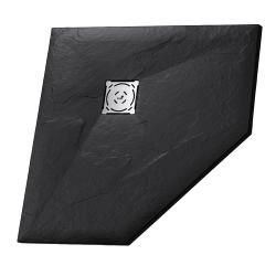 Душевой поддон RGW Stone Tray ST/T-B, 90х90х2,5 см, пятиугольный, из искусственного камня, низкий, цвет: черный, с антискользящим рельефным покрытием, без бортика