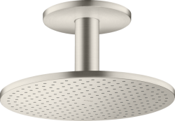 Верхний душ AXOR ShowerSolutions 300 2jet, с потолочным подсоединением, потолочный монтаж, круглый, с 2 режимами, размер 30 см, металлический, цвет: под сталь, для душа/ванной