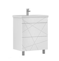 Тумба под раковину Vigo Geometry 2-700, 71х43,5х80 см, напольная, 2 выдвижных ящика, МДФ/ЛДСП, (под умывальник Фостер 700), цвет: белый