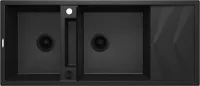 Мойка кухонная Deante Magnetic, 116х50 см, две чаши, врезная, гранит, прямоугольная, цвет металлический графит, с отверстием под смеситель, с крылом, оборачиваемая, слив-перелив, врезная в столещницу