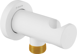 Шланговое подключение Deante Cascada, цвет белый, округлое, с держателем душевой лейки, резьбовое соединение, настенное, для душа/ванной