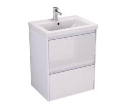 Тумба под раковину Velvex Klaufs 60.2Y, 600х450х763 мм, подвесная, цвет белый, 2 выдвижных ящика/выдвижной органайзер, подходит раковина Como 60, правая/левая, правосторонняя/левосторонняя/универсальная, в ванную комнату