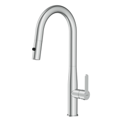 Смеситель для кухни/мойки Cersanit Oliva однорычажный, поворотный/выдвижной излив, керамический, высота 193 мм, длина 192 мм, нержавеющая сталь, цвет глянцевый хром