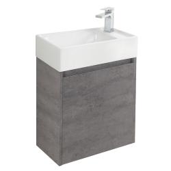Тумба под раковину BelBagno Kraft Mini 50, 50х26х62 см, подвесная, 1 распашная дверь, ЛДСП, цвет: цементный серый, шкафчик навесной, прямоугольная, левая, в ванную комнату