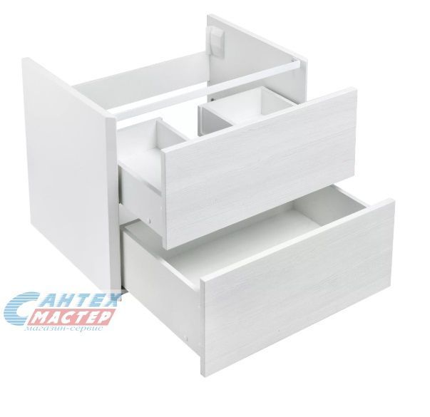 Тумба Акватон Брук 60 подвесная под раковину с двумя ящиками дуб латте для ванны 1A201901BCDL0