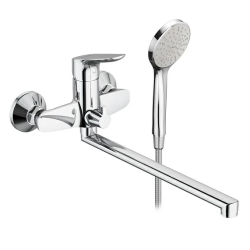 Смеситель для ванны/душа Damixa Jupiter, настенный, однорычажный, поворотный, керамический, длина излива 325 мм, латунь, цвет хром