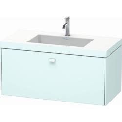 Тумба c раковиной Duravit Brioso, 100х48х50,2 см, подвесная, 1 выдвижной ящик, ДСП, цвет: светло-голубой /Vero Air, мебельная, прямоугольная, цвет белый, фарфоровая, с площадкой под смеситель, без перелива