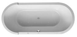 Ванна Duravit Paiova 180х140 см гидромассажная, пристенная, акриловая, цвет: белый, с рамой/сливом-переливом/фронтальной панелью, трапециевидная/угловая, с системой гидромассажа Air-System, c одним наклоном для спины, правая