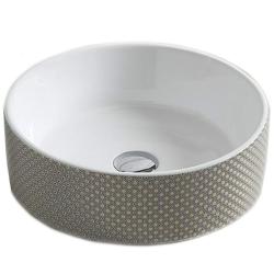 Раковина-чаша для ванной CeramaLux NC 78310 38х12х38 накладная, круглая, керамическая/фарфоровая, цвет белый/серый, без отверстия под смеситель, без слива-перелива
