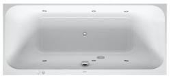 Ванна Duravit Happy D.2 180х80 см гидромассажная, встраиваемая, акриловая, цвет: белый, с ножками/сливом-переливом, без фронтальной панели, прямоугольная, с системой гидромассажа Combi System E, с двумя наклонами для спины