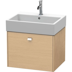 Тумба под раковину Duravit Brioso, 58,4х45,9х44,2 см, подвесная, 1 выдвижной ящик, ДСП, цвет: натуральный дуб/хром, шкафчик навесной, механизм доводчика, прямоугольная, правая/левая, в ванную комнату