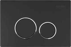 Кнопка смыва Allen Brau Priority прямоугольная, цвет черный матовый/хром, пластик, клавиша управления для сливного бачка, двойная, размер 245х165х14 мм, кнопки круглые