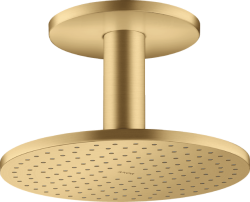 Верхний душ AXOR ShowerSolutions 250 1jet, с потолочным подсоединением, потолочный монтаж, круглый, с 1 режимом, размер 25 см, металлический, цвет: шлифованное золото, для душа/ванной