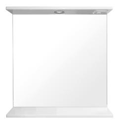 Зеркало Loranto Best, 65х70 см, с LED/ЛЕД-подсветкой, с полкой, прямоугольное, выключатель, для ванны, навесное/подвесное/настенное