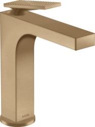 Смеситель для раковины/умывальника Axor Citterio 160, однорычажный, с рычаговой рукояткой с текстурой, фиксированный излив, длина излива 14,3 см, керамический, латунь, цвет шлифованная бронза, с незапираемым сливным набором