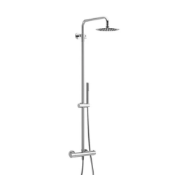 Душевая система Excellent Termo Round Rain, настенная, 1163-1553 мм, цвет хром, комплект: термостатический смеситель/тропический душ (с верхней лейкой)/лейка/стойка/шланг, латунь, наружного монтажа Душевая система Excellent Termo Round Rain, настенная, 1163-1553 мм, цвет хром, комплект: термостатический смеситель/тропический душ (с верхней лейкой)/лейка/стойка/шланг, латунь, наружного монтажа