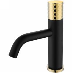 Смеситель для раковины/умывальника Boheme Stick, однорычажный, неповоротный, керамический, длина излива 135 мм, латунь, цвет черный/золото