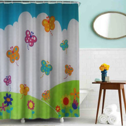 Шторка Melodia для ванной комнаты тканевая MZ-85 "Бабочки"