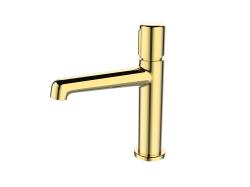 Смеситель для раковины BelBagno Uno, однорычажный, длина излива 134 мм, неповоротный, керамический, латунь, цвет золото