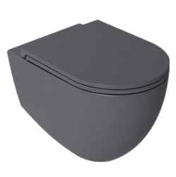 Унитаз подвесной ISVEA Infinity, 365х530х400 мм, цвет: антрацит матовый, горизонтальный (в стену) выпуск, без сиденья, безободковый, антивсплеск, под скрытый бачок