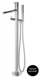 Смеситель для ванны/душа Cezares Leaf, напольный, однорычажный, неповоротный, длина 262 мм, керамический, латунь, цвет черный матовый