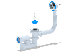 Обвязка для ванны ANI (Ани-пласт) 1 1/2"х40 с выпуском, с переливом регулируемый, белый, для слива воды E250