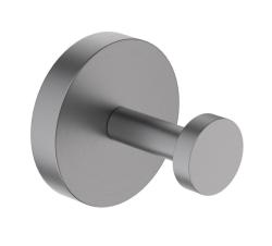 Крючок одинарный Aquatek Бетта настенный, нержавеющая сталь/латунь, форма округлая, для полотенец/халатов в ванную/туалет/душевую кабину, цвет оружейная сталь