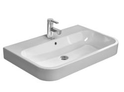Раковина DURAVIT Happy D.2 WonderGliss 80х50,5х17 см, подвесная, прямоугольная, санфарфор, шлифованная, цвет белый, с 1 отверстием под смеситель, антигрязевое покрытие, слив/перелив