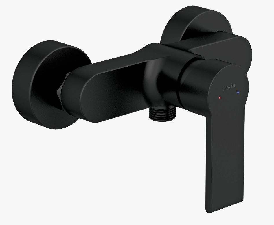 Смеситель для душа Cersanit BRASKO BLACK однорычажный, хромированный, настенный, без излива, латунь, цвет черный