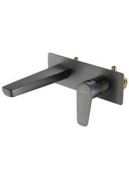 Смеситель для раковины/умывальника Aquatek Бетта встраиваемый, однорычажный, неповоротный, латунь, длина излива 204 мм, керамический, цвет оружейная сталь