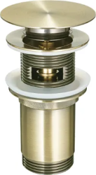 Донный клапан Deante, click-clack/клик-клак, круглый, латунь, цвет бронза, с переливом, для раковины/умывальника