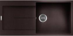 Мойка кухонная Longran Enigma, 100х50х20 см, врезная, искусственный гранит, прямоугольная, цвет марон, без отверстия под смеситель, с крылом, слив-перелив, врезная в столещницу, для кухни