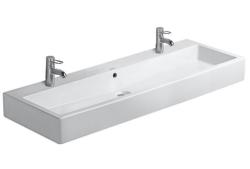 Раковина DURAVIT Vero WonderGliss, 120х47х17,5 см, подвесная, прямоугольная, санфарфор, цвет белый, с 2 отверстиями под смеситель, антигрязевое покрытие слив/перелив