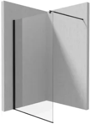 Душевая перегородка Deante Kerria Plus Walk-In, 140х200 см, прозрачное стекло/профиль черный, правая/левая, плоская (панель), из прозрачного стекла, (ограждение без поддона) стеклянная