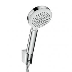 Душевой гарнитур Hansgrohe Crometta 100 Vario Porter, длина 125 см, комплект: ручной душ/шланг для душа/держатель для душа, пластиковый, цвет хром/белый, наружного монтажа, настенный, для душа/ванной