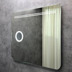 Зеркало Comforty "Лондон 90", 90х80 см, с LED/ЛЕД-подсветкой, прямоугольное, выключатель бесконтактный, для ванны, навесное/подвесное/настенное, дизайнерское