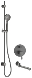 Душевая система встраиваемая Deante ARNIKA, цвет титан, комплект: однорычажный смеситель/излив/штанга/лейка/держатель лейки/шланг, латунь