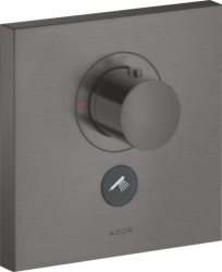 Смеситель для душа Axor ShowerSelect HighFlow, термостатический, скрытого монтажа, 1 потребитель, настенный, без излива/шланга/лейки, квадратный, латунный, цвет шлифованный черный хром, с клапаном для ручного душа, с термостатом