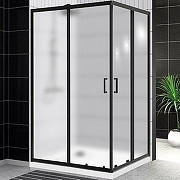 Душевой уголок BelBagno Uno-195, 120х90 см, без поддона, прямоугольная, угловой, стекло матовое, (без сифона) без крыши, раздвижной, стеклянный, алюминиевый профиль (черный)