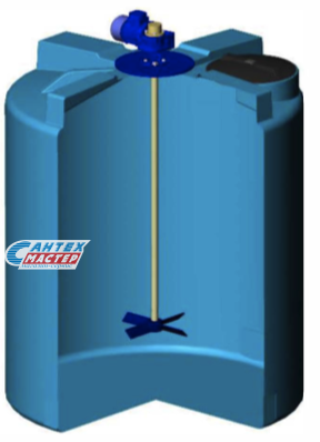 Емкость  пластиковая (бак) Экопром T 3000 литров  с пропеллерной (лопастной) мешалкой (цвет-синий) Rostok(Росток) 171.0000.000.008